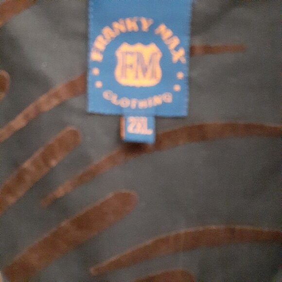 Franky Max Button Front Flocked Shirt Swirl Print Brown Espresso 2XL - Picture 6 of 7